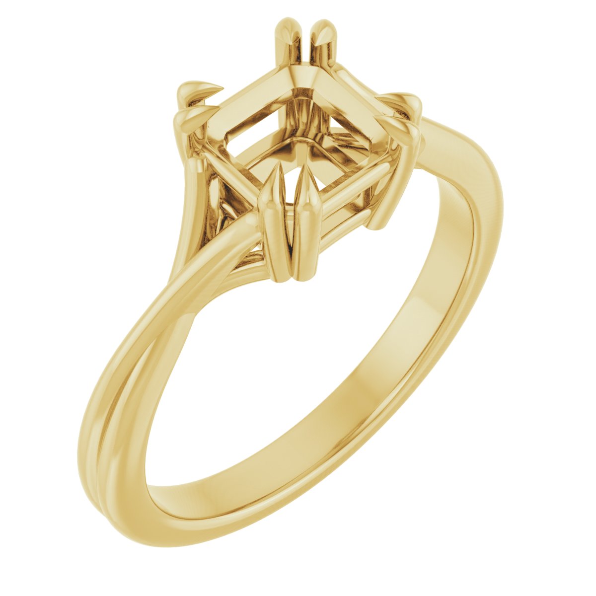 Double Claw-Prong Solitaire Criss-Cross Engagement Ring