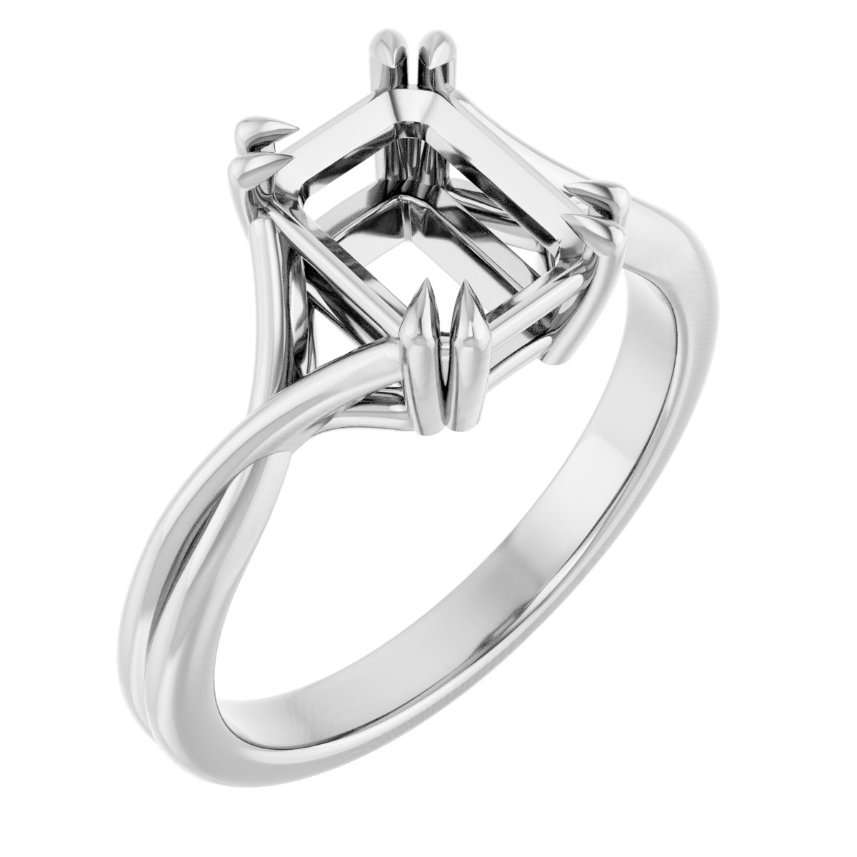 Double Claw-Prong Solitaire Criss-Cross Engagement Ring