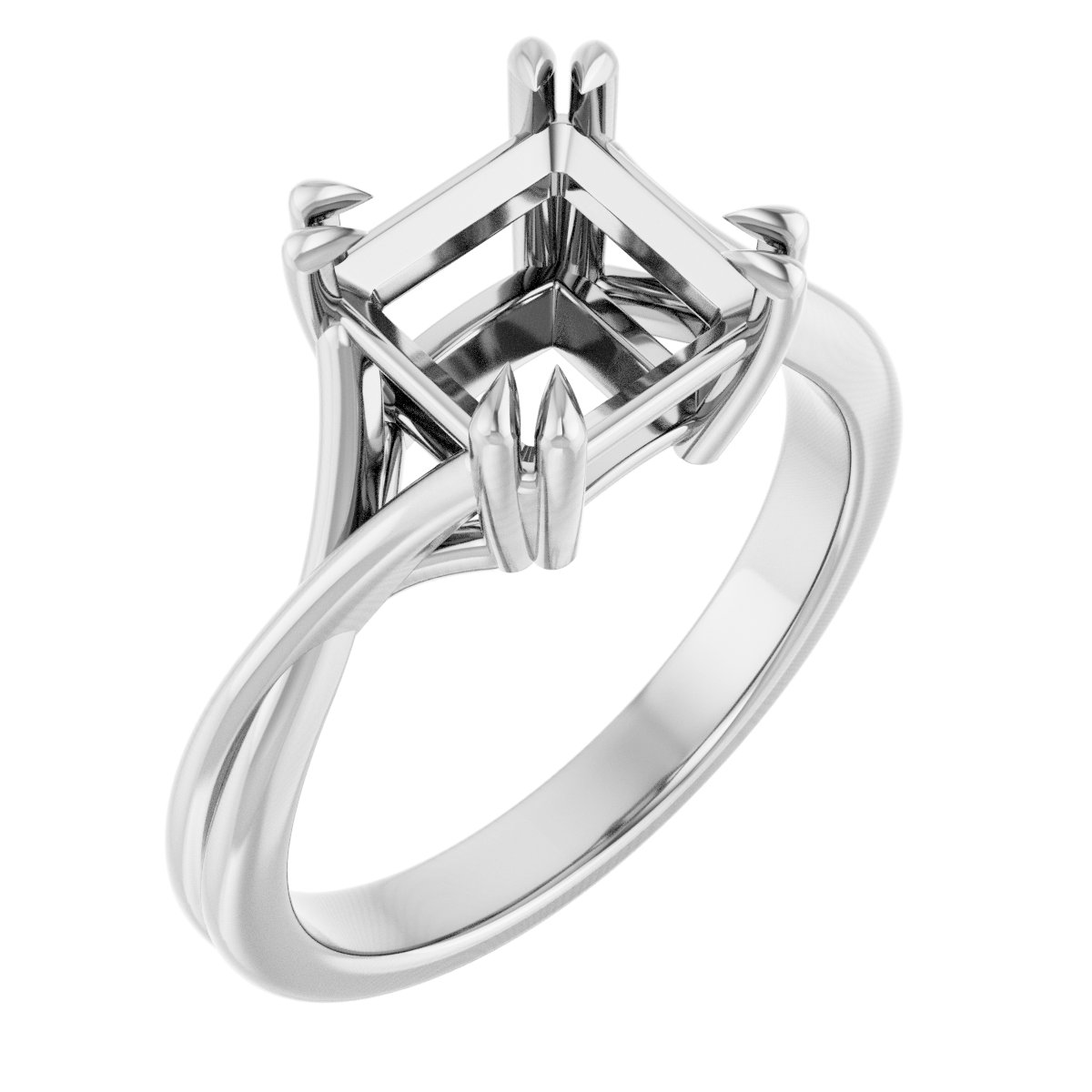 Double Claw-Prong Solitaire Criss-Cross Engagement Ring