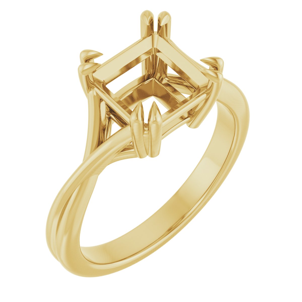 Double Claw-Prong Solitaire Criss-Cross Engagement Ring