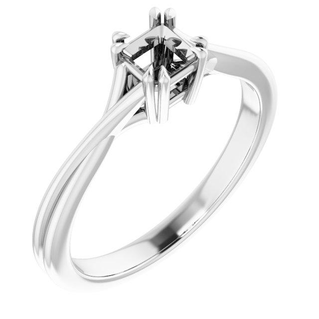 Double Claw-Prong Solitaire Criss-Cross Engagement Ring