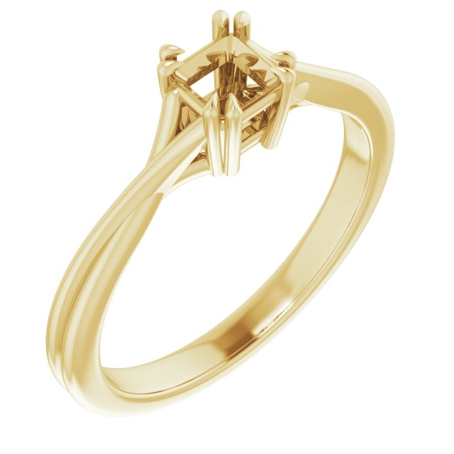 Double Claw-Prong Solitaire Criss-Cross Engagement Ring