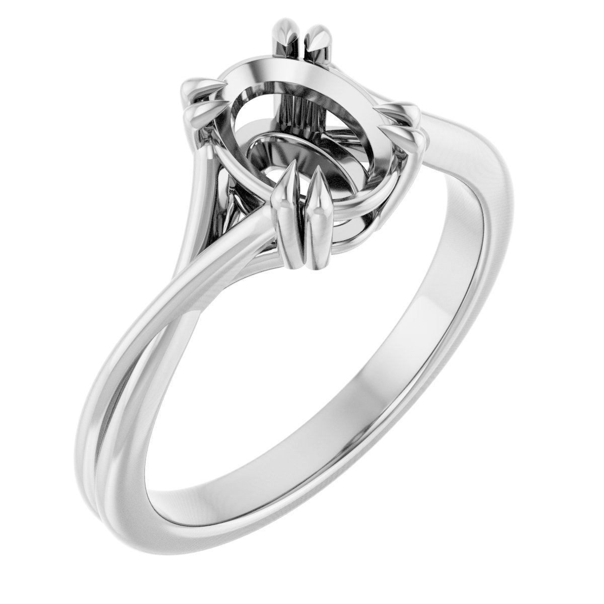 Double Claw-Prong Solitaire Criss-Cross Engagement Ring