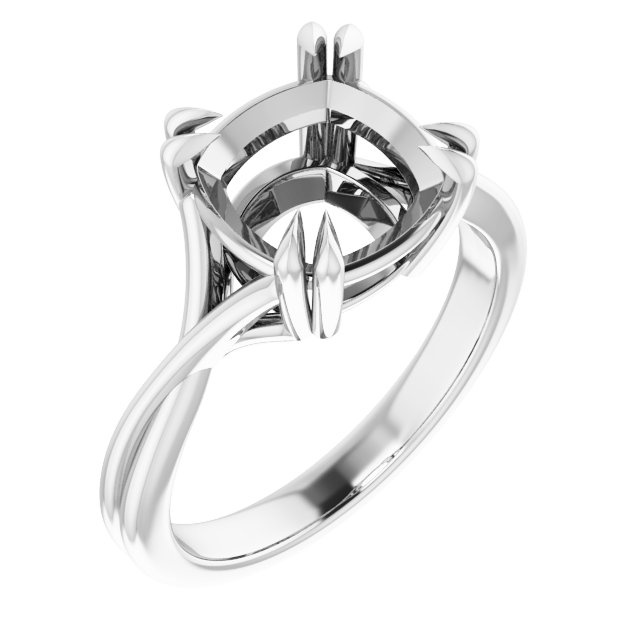 Double Claw-Prong Solitaire Criss-Cross Engagement Ring