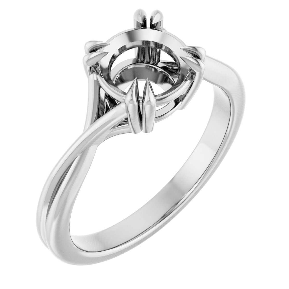 Double Claw-Prong Solitaire Criss-Cross Engagement Ring
