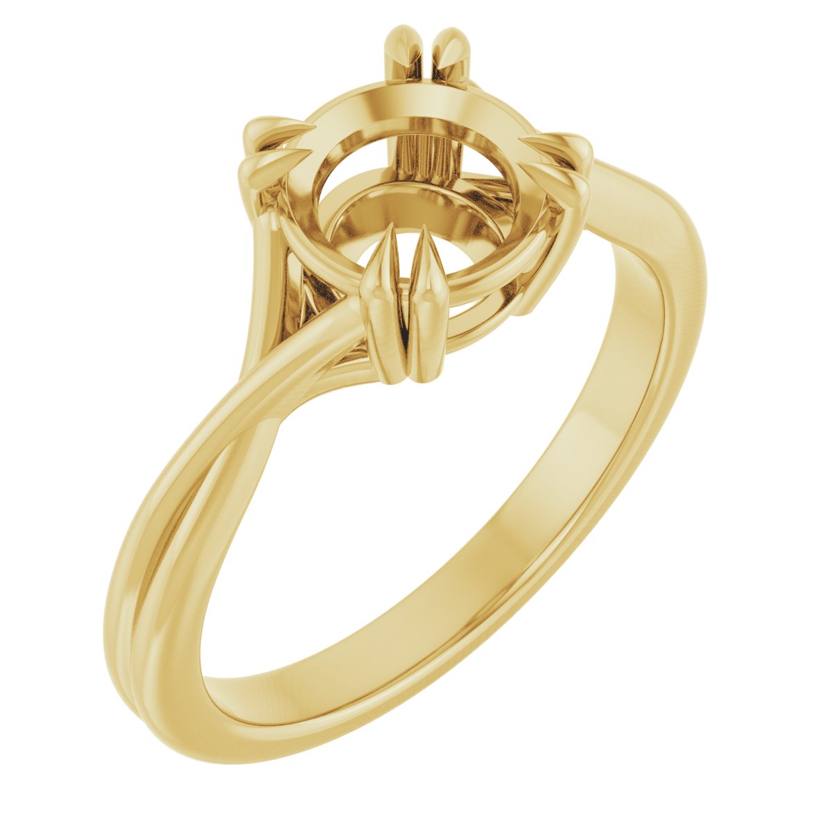 Double Claw-Prong Solitaire Criss-Cross Engagement Ring