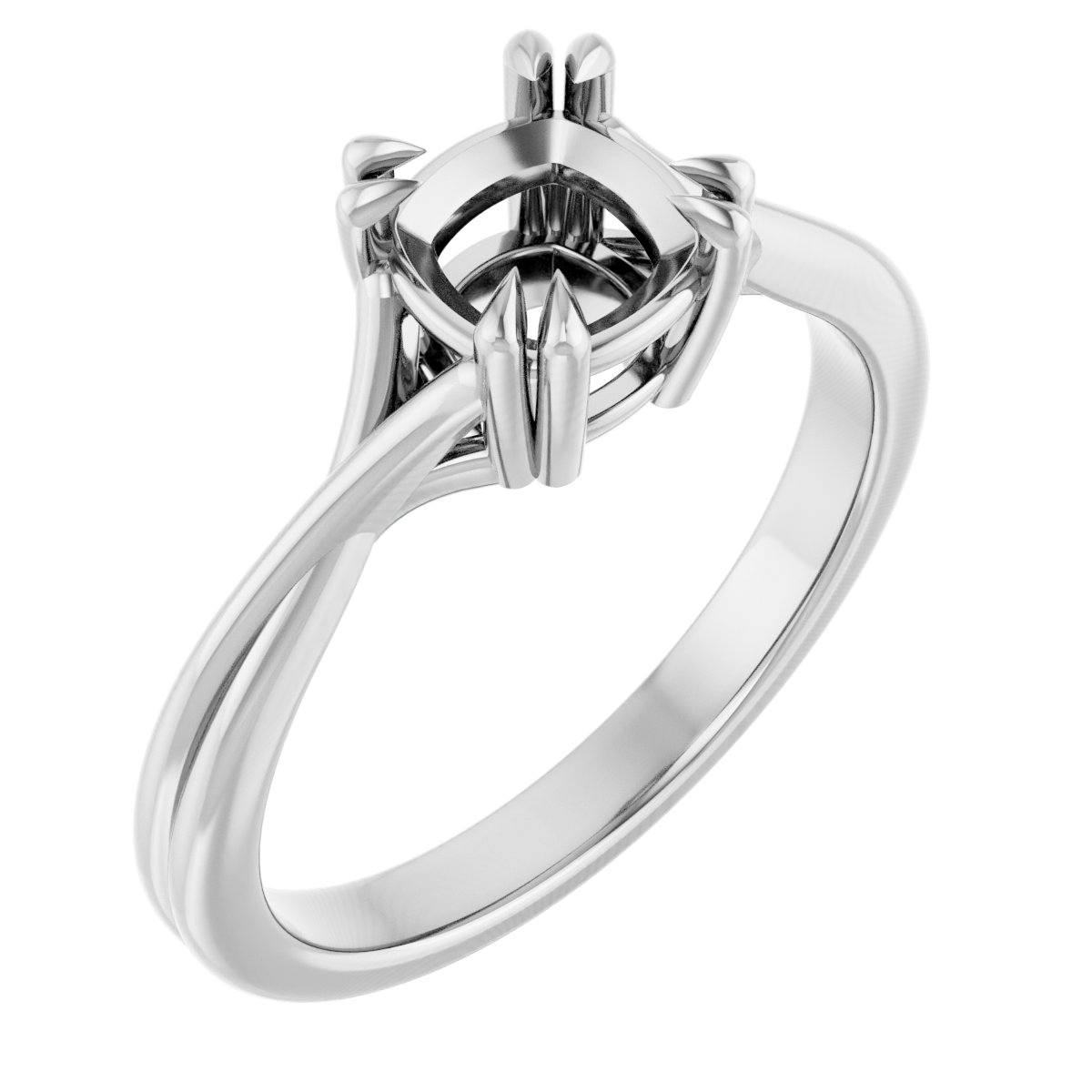 Double Claw-Prong Solitaire Criss-Cross Engagement Ring