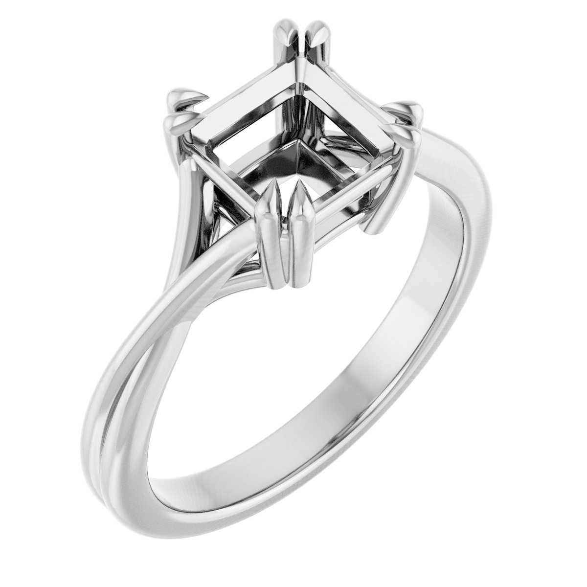 Double Claw-Prong Solitaire Criss-Cross Engagement Ring