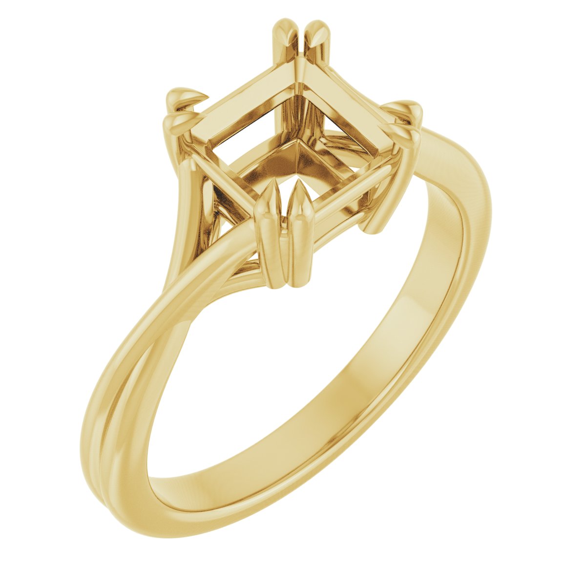 Double Claw-Prong Solitaire Criss-Cross Engagement Ring
