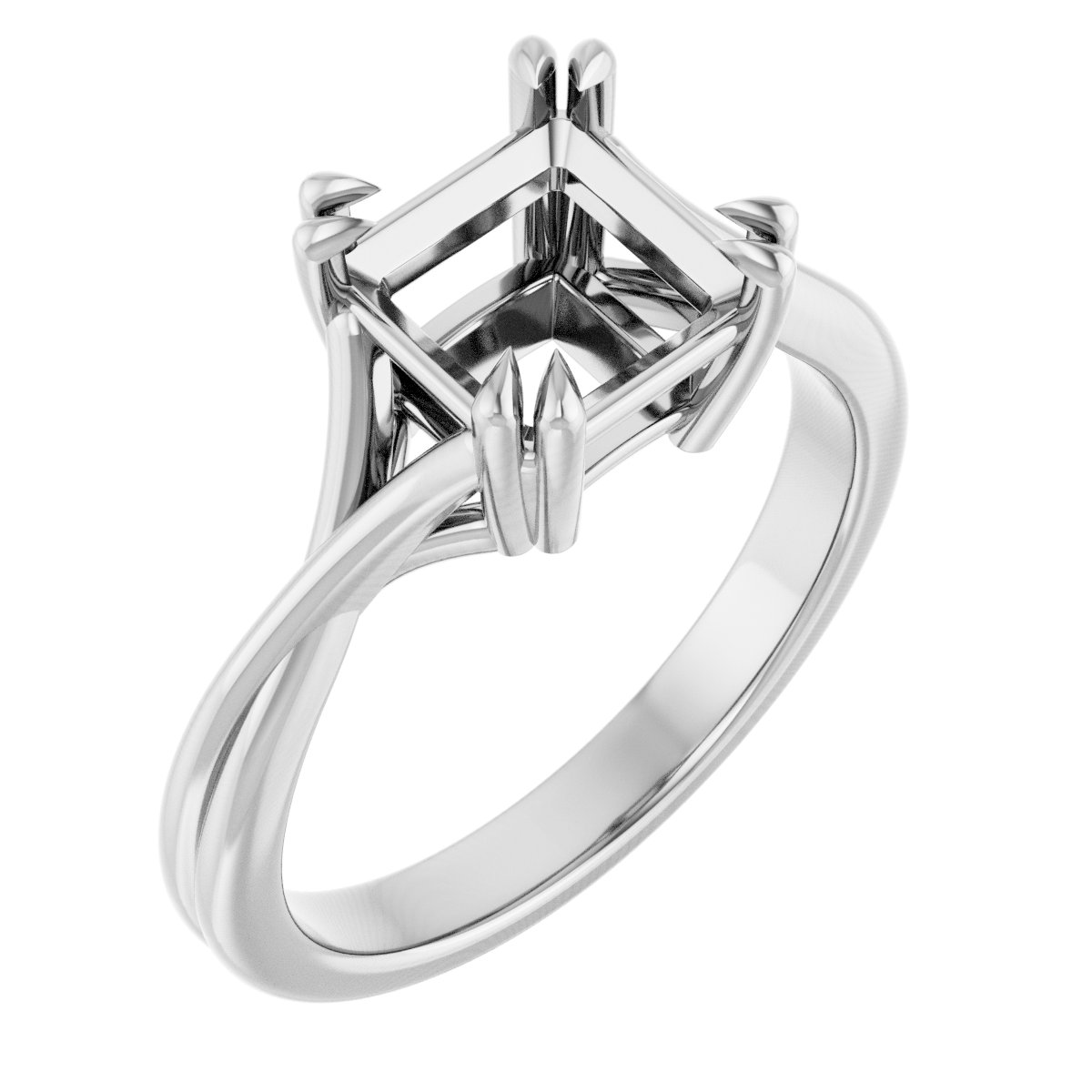 Double Claw-Prong Solitaire Criss-Cross Engagement Ring