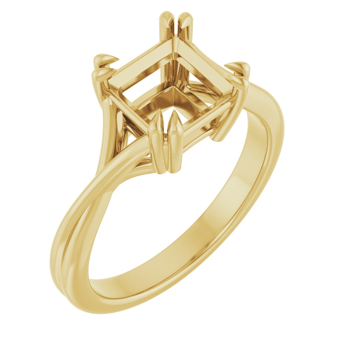 Double Claw-Prong Solitaire Criss-Cross Engagement Ring