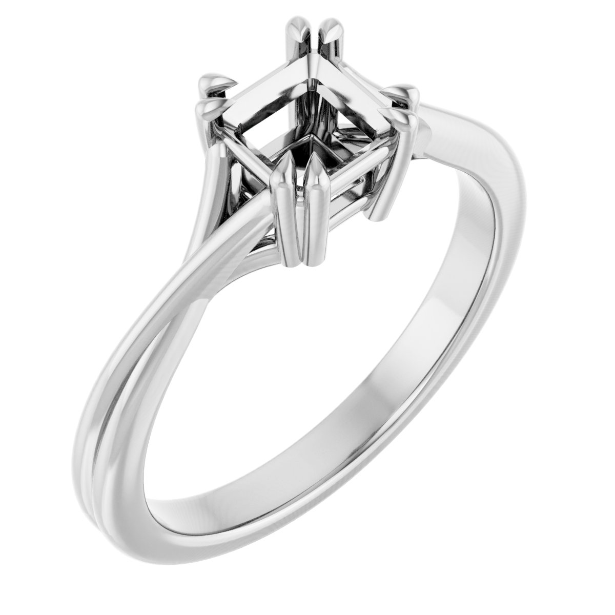 Double Claw-Prong Solitaire Criss-Cross Engagement Ring