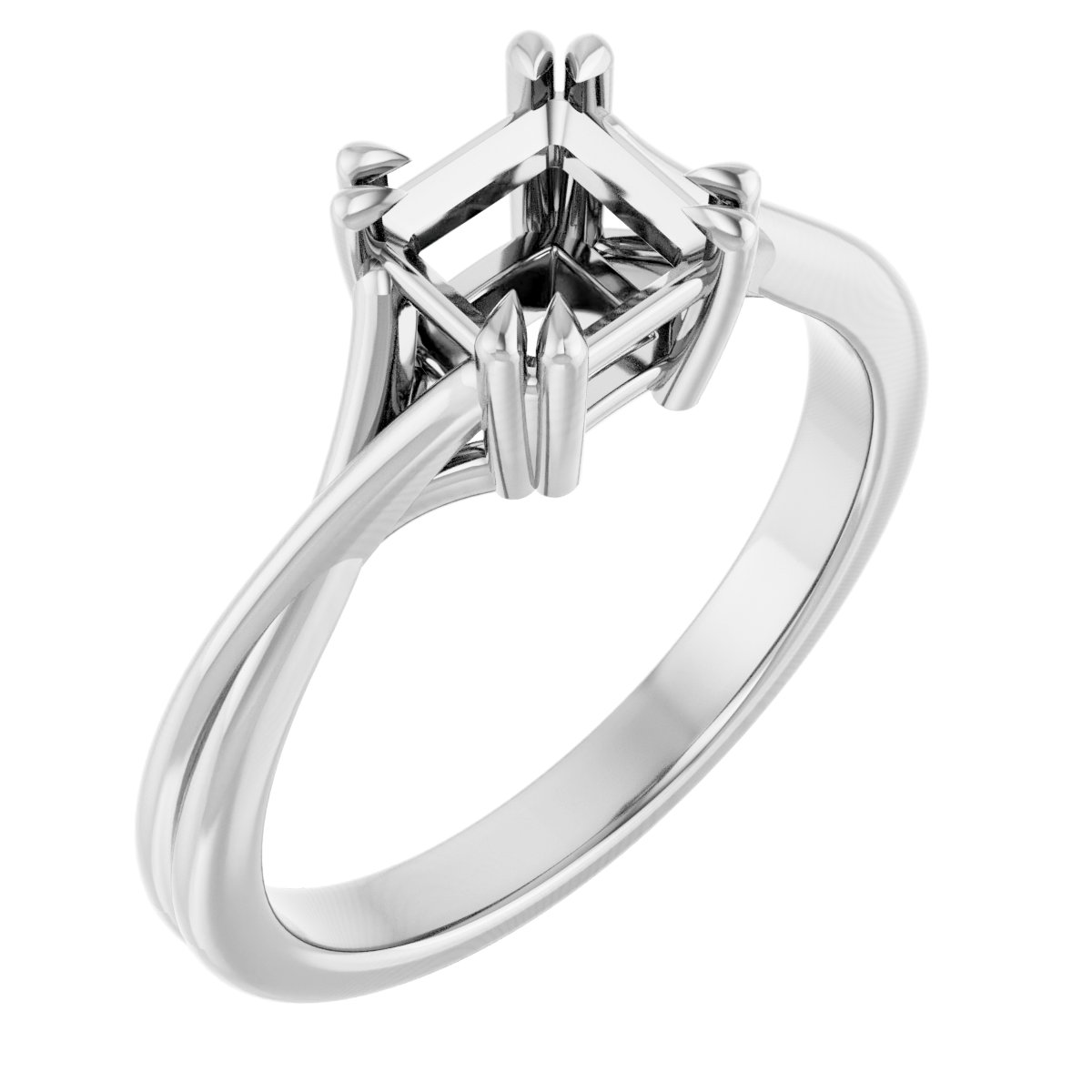 Double Claw-Prong Solitaire Criss-Cross Engagement Ring