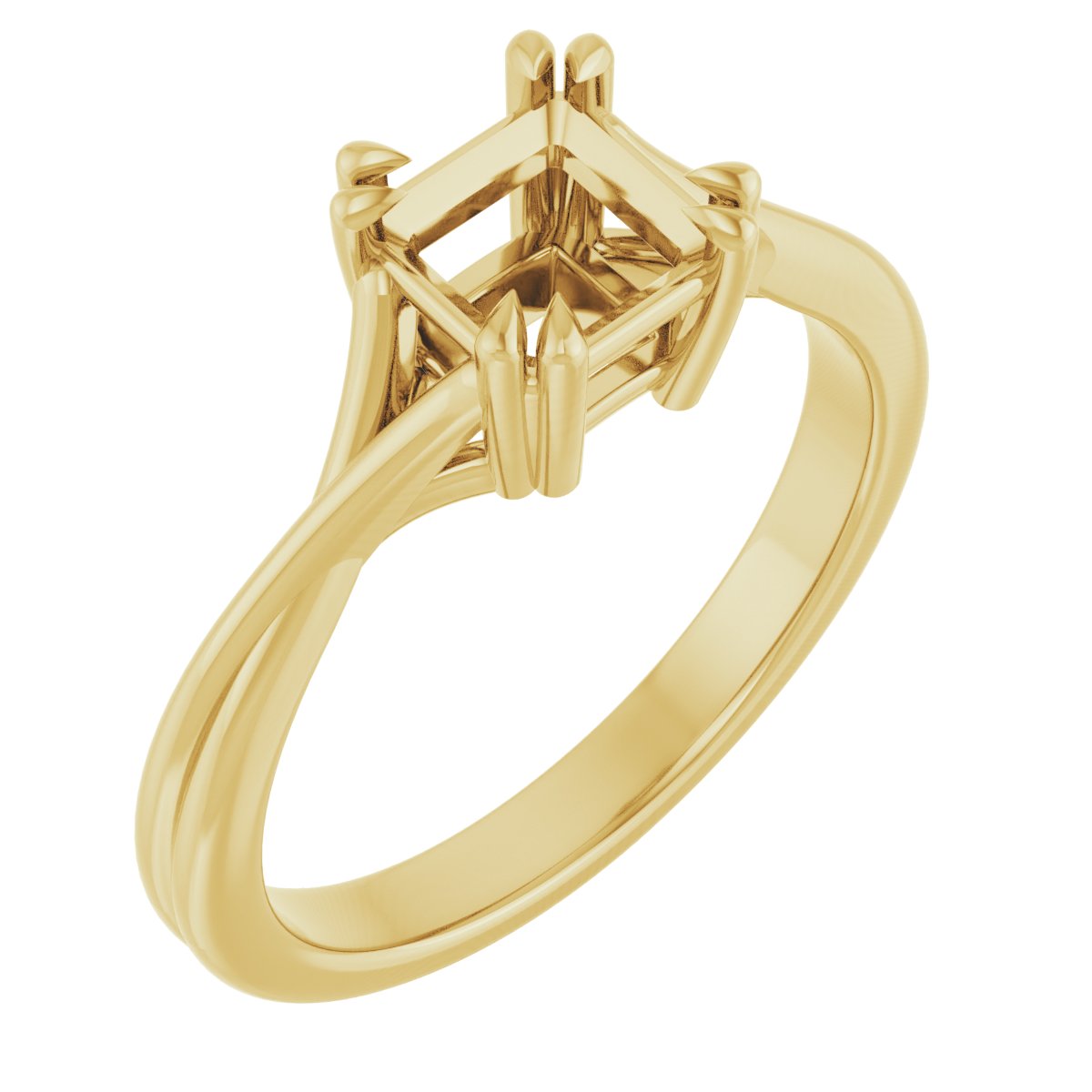 Double Claw-Prong Solitaire Criss-Cross Engagement Ring