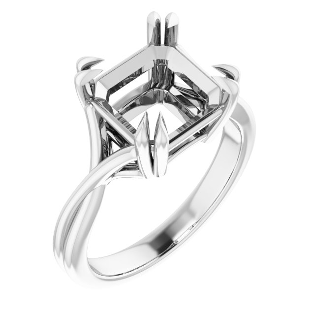 Double Claw-Prong Solitaire Criss-Cross Engagement Ring