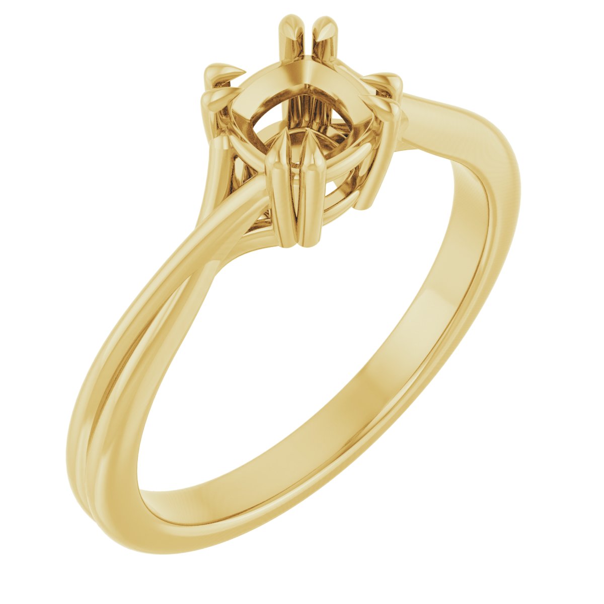 Double Claw-Prong Solitaire Criss-Cross Engagement Ring