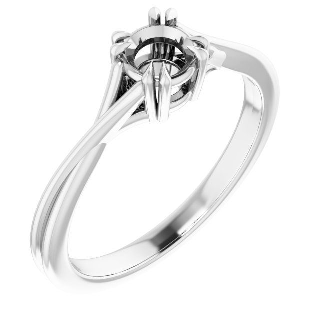 Double Claw-Prong Solitaire Criss-Cross Engagement Ring