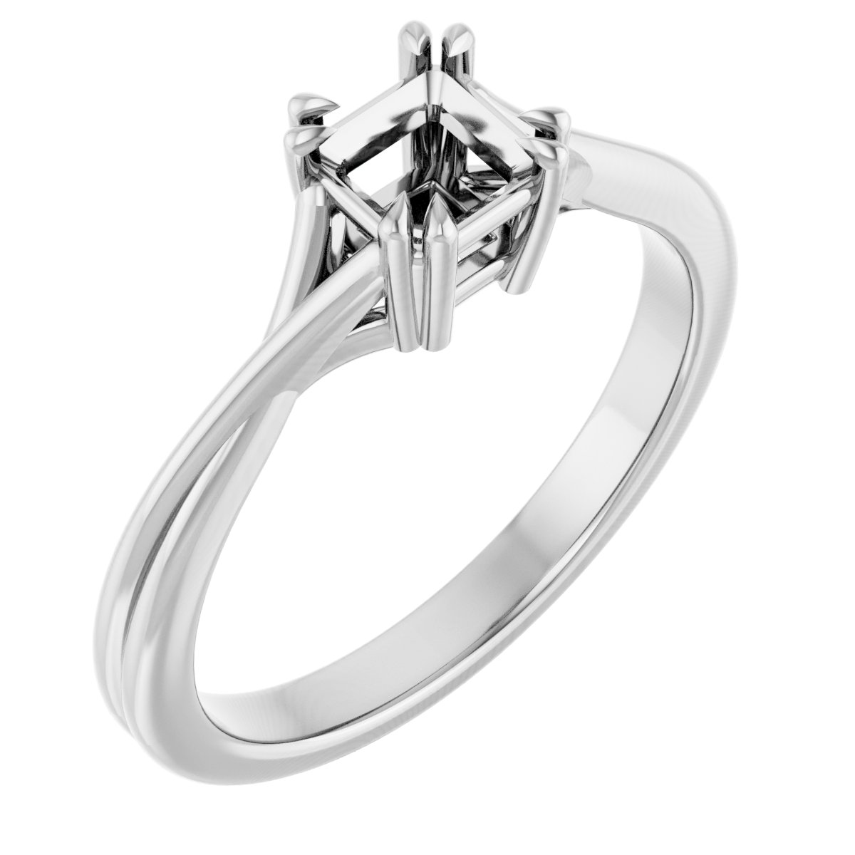 Double Claw-Prong Solitaire Criss-Cross Engagement Ring