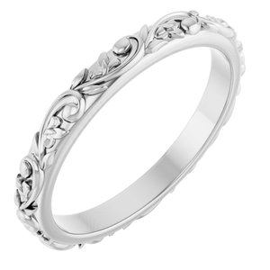 14K White Floral-Inspired Band Size 7