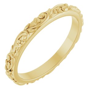 14K Yellow Floral-Inspired Band Size 7