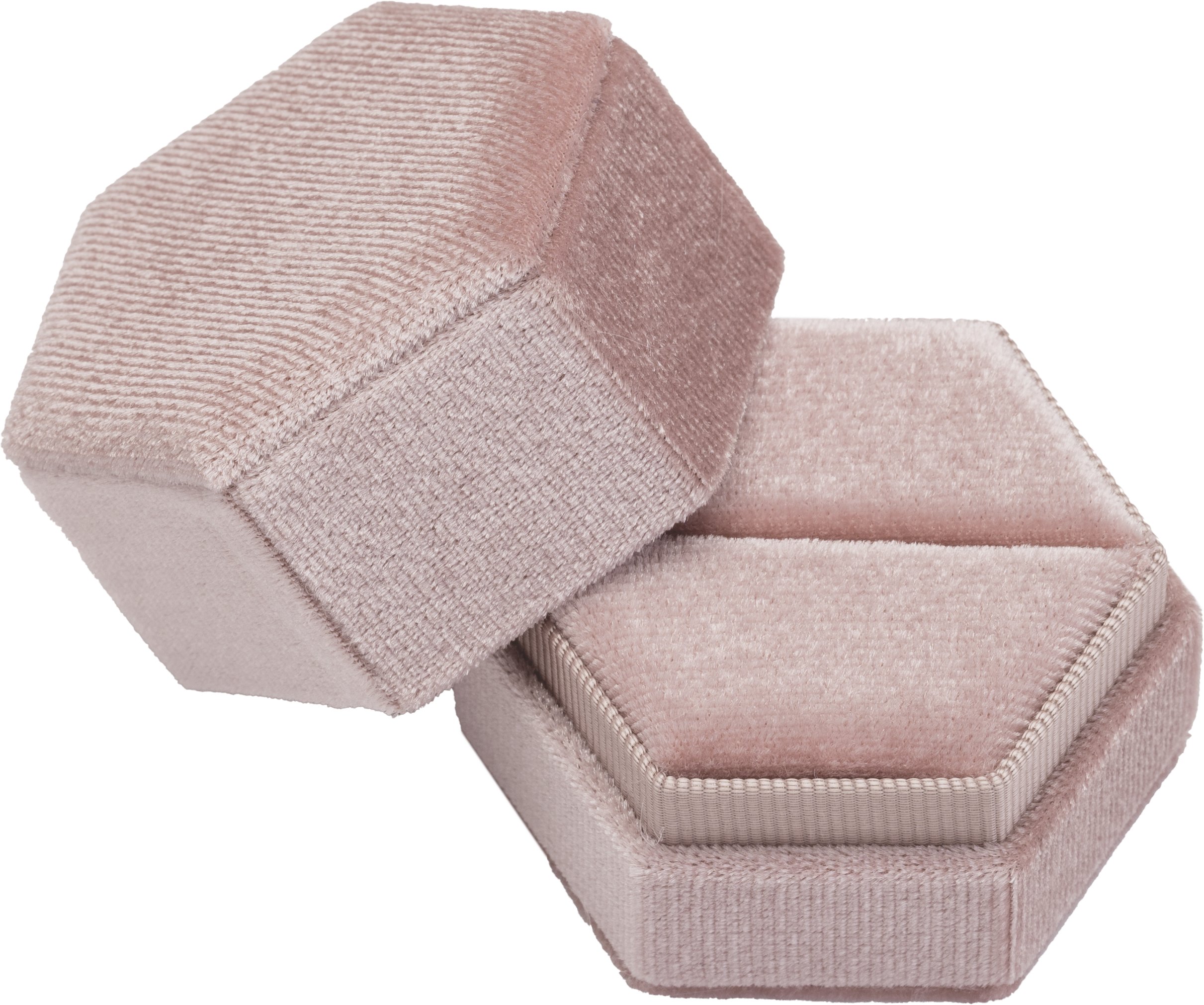 Eleanor Collection Blush Velvet Ring Boxes with Velvet Interior