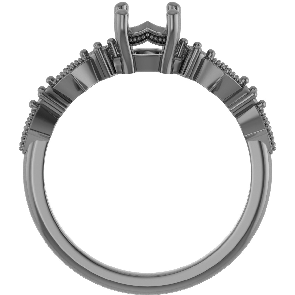 7.5 mm Square Engagement Ring Mounting view 2