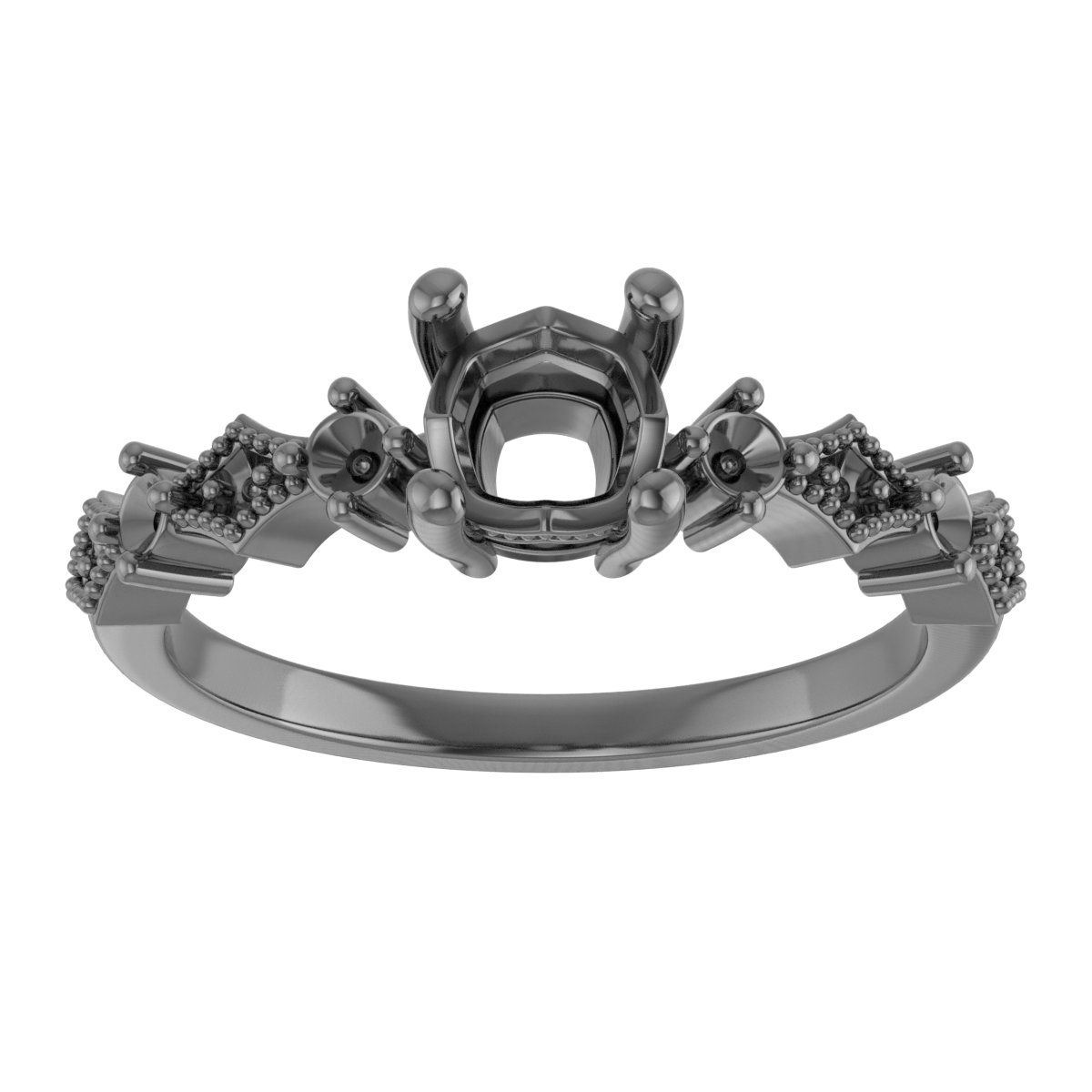 7.5 mm Square Engagement Ring Mounting view 3