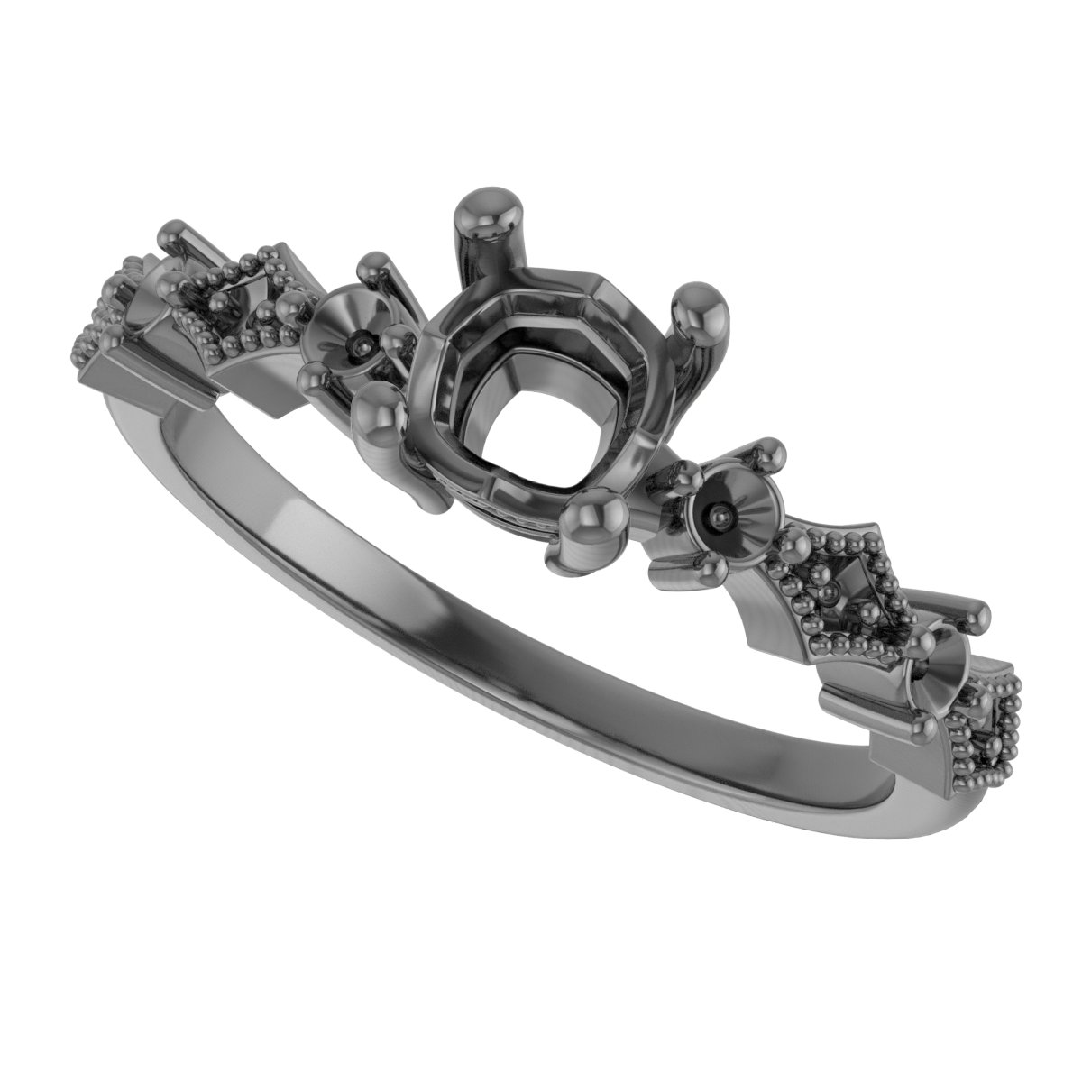 7.5 mm Square Engagement Ring Mounting view 5