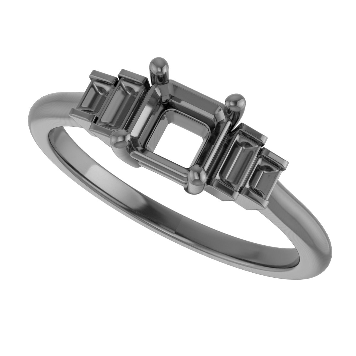 6 mm Square Engagement Ring Mounting view 5