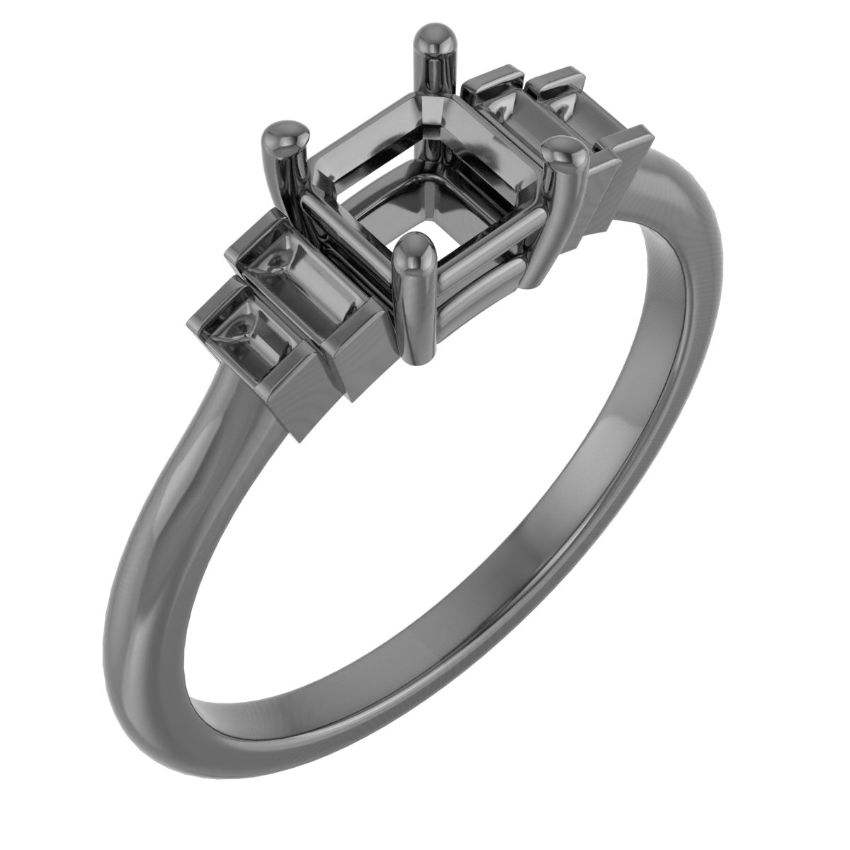 6 mm Square Engagement Ring Mounting