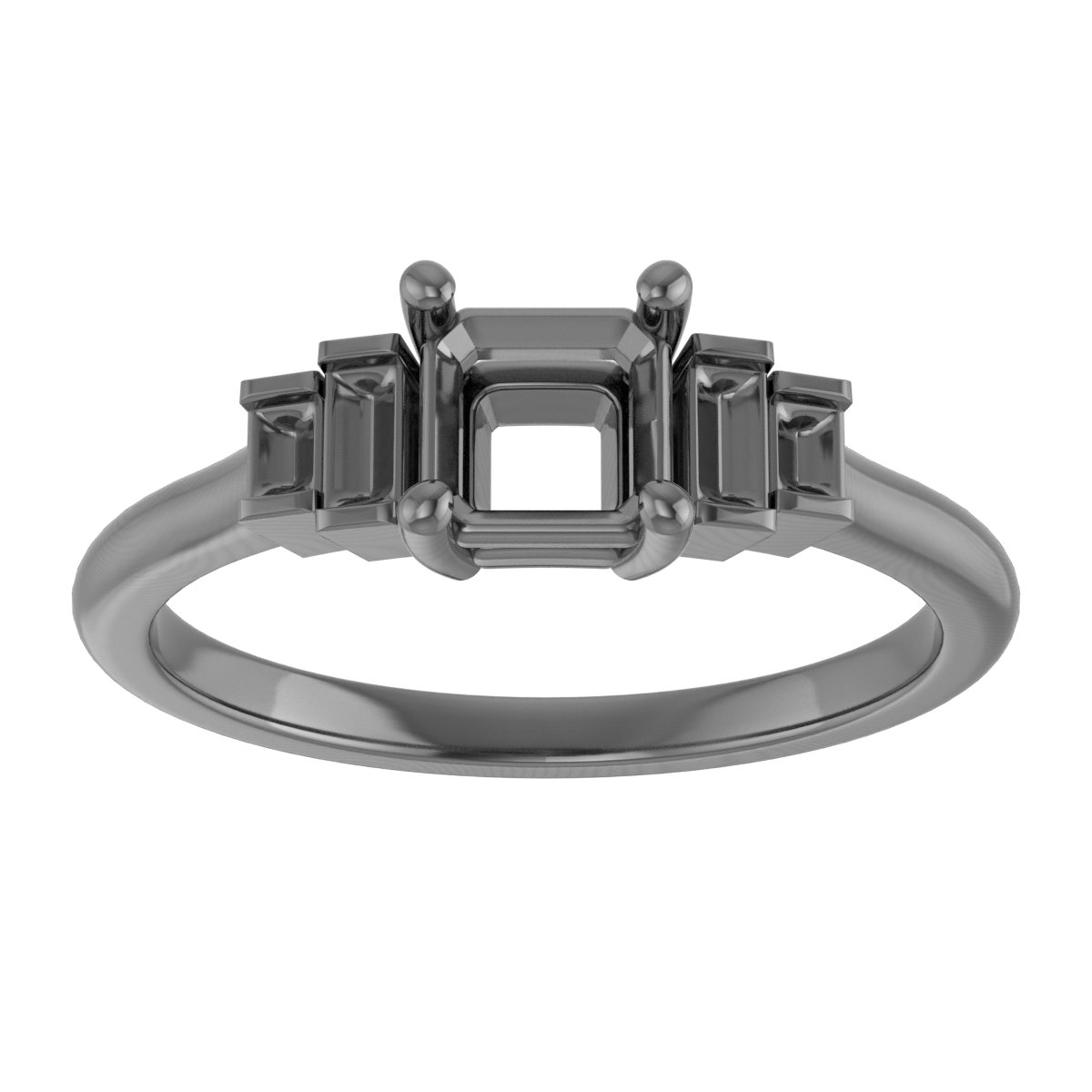 6 mm Square Engagement Ring Mounting view 3