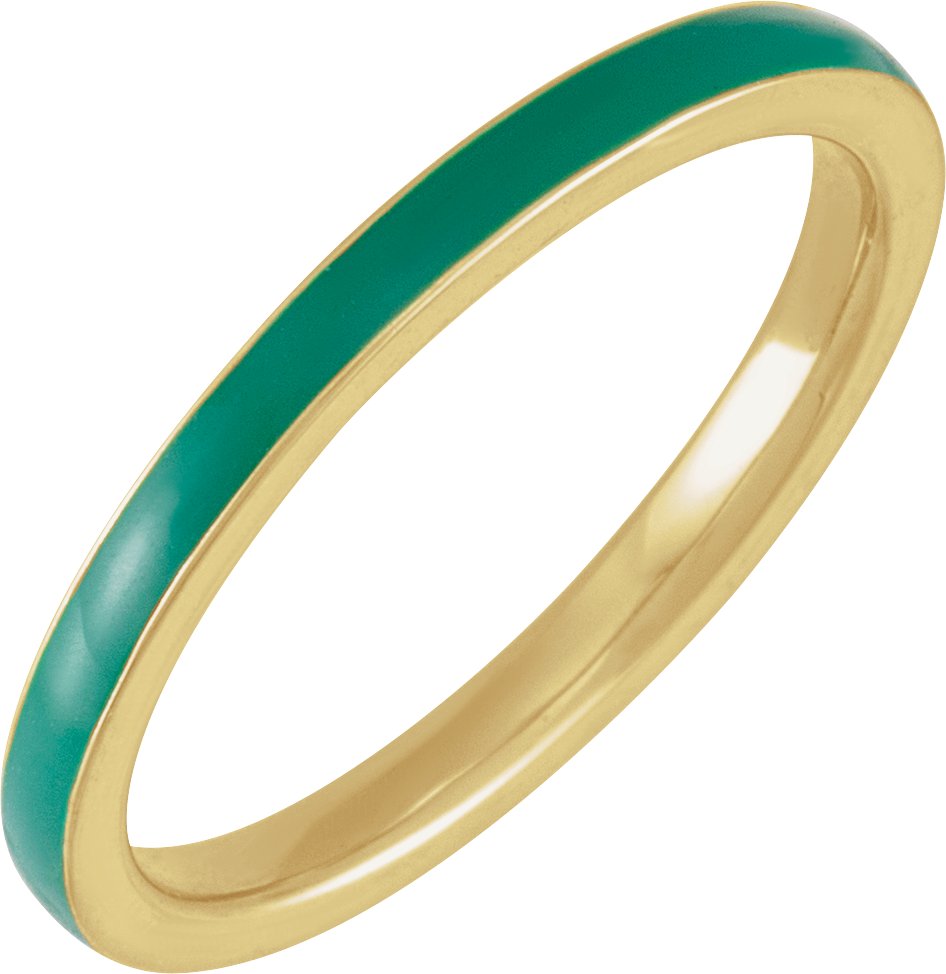 14K Yellow Green Enamel Stackable Ring