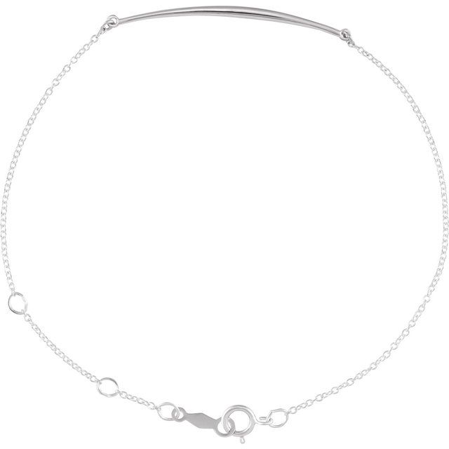 Sterling Silver Curved Bar 6 1/2-7 1/2 Bracelet
