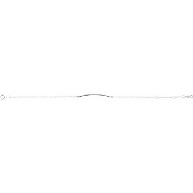 Sterling Silver Curved Bar 6 1/2-7 1/2 Bracelet
