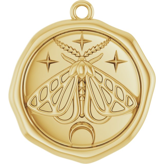 14K Yellow Moth Spirit Animal Pendant