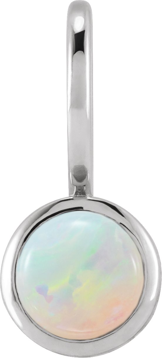 14K White Natural White Opal Charm/Pendant