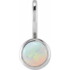 Sterling Silver Natural White Opal Charm/Pendant