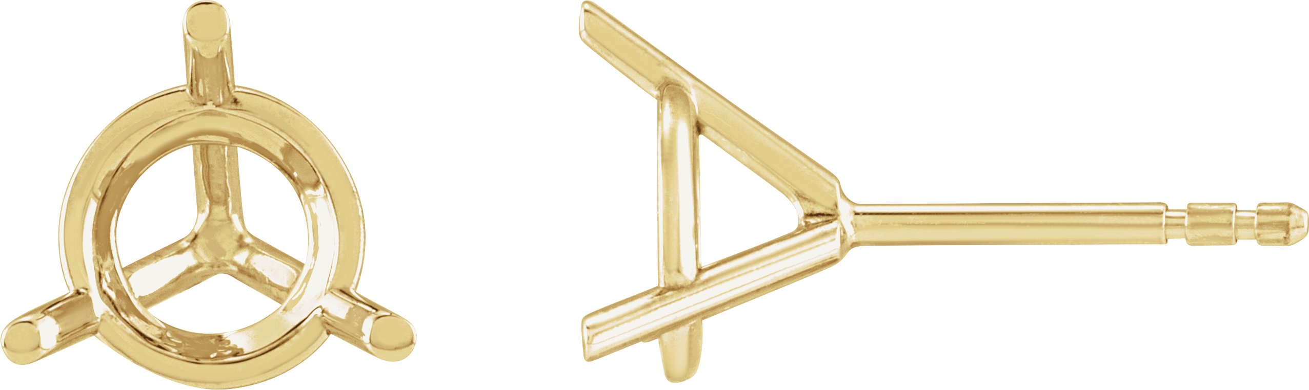 Round 3-Prong Cocktail-Style Stud Earrings