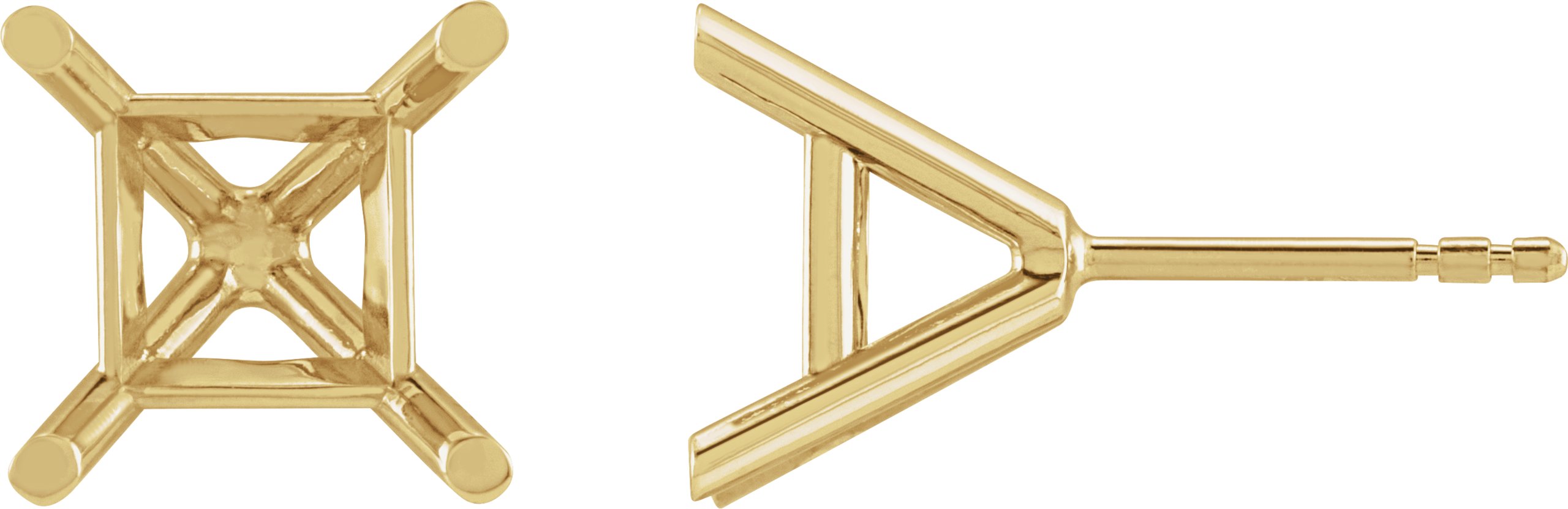 Square 4-Prong Cocktail-Style Protektor® Post Stud Earrings