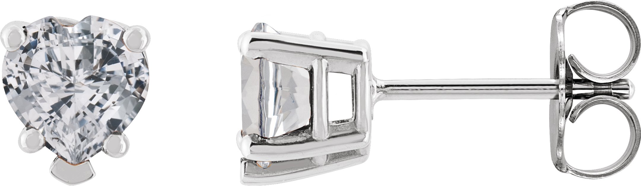 Heart 5-Prong V-End Stud Earrings