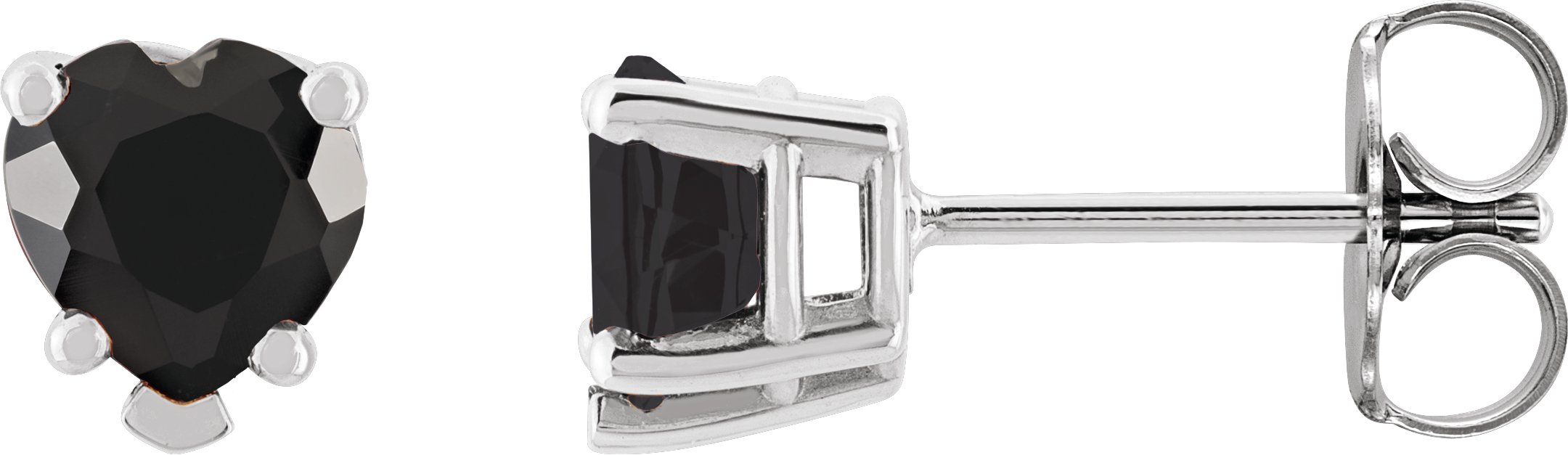 Heart 5-Prong V-End Stud Earrings