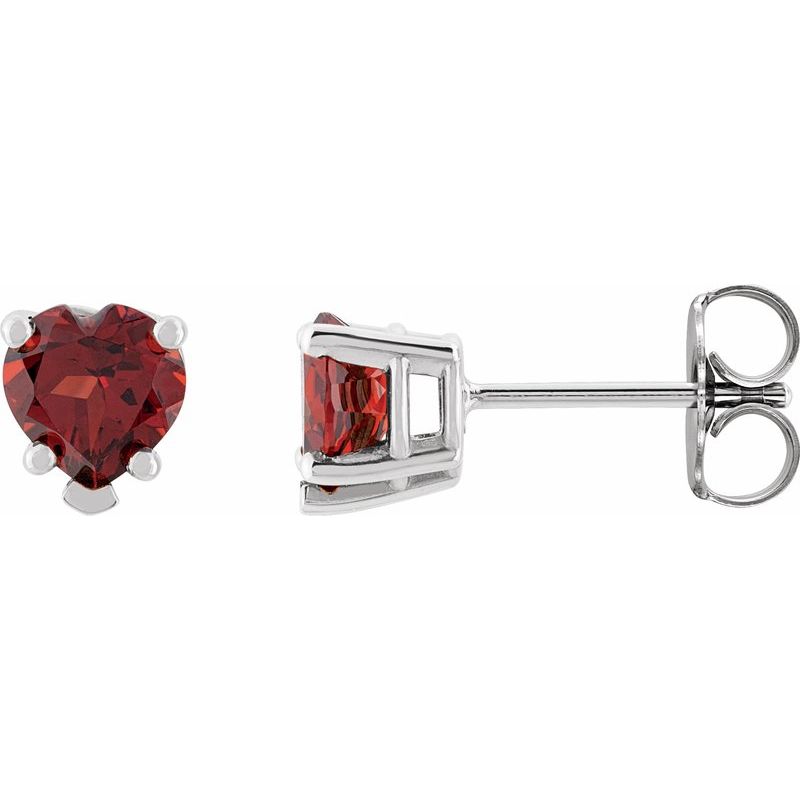 Heart 5-Prong V-End Stud Earrings