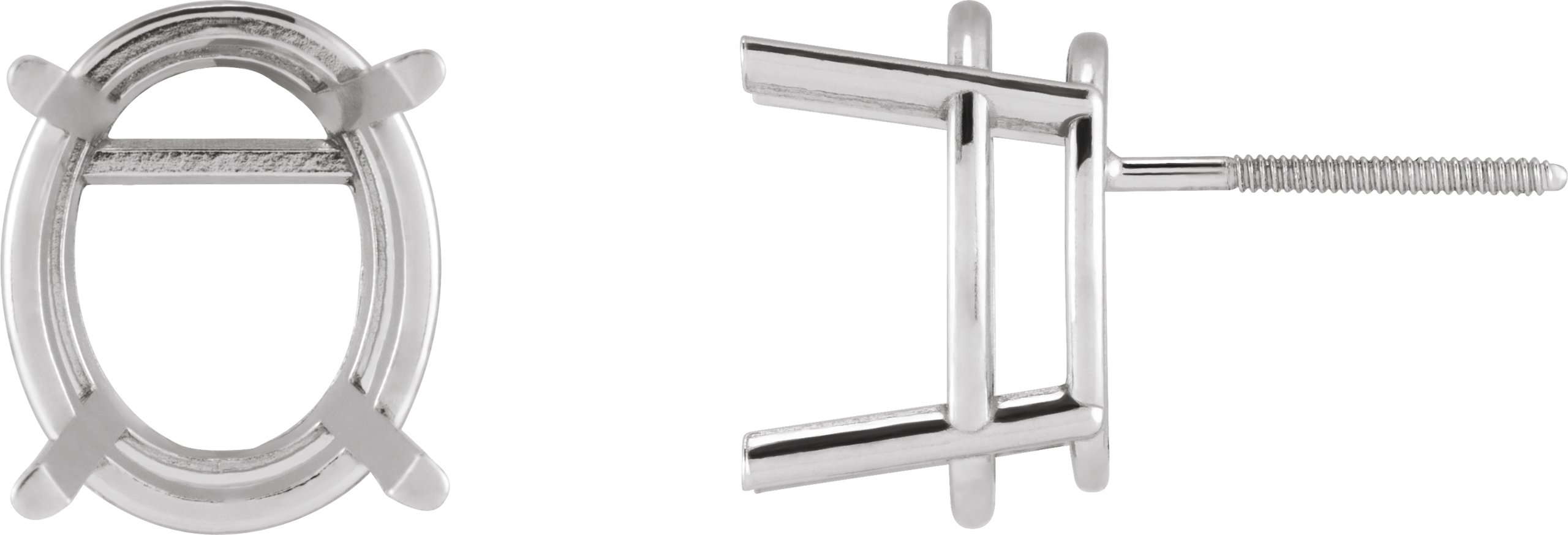 Oval 4-Prong Stud Earrings