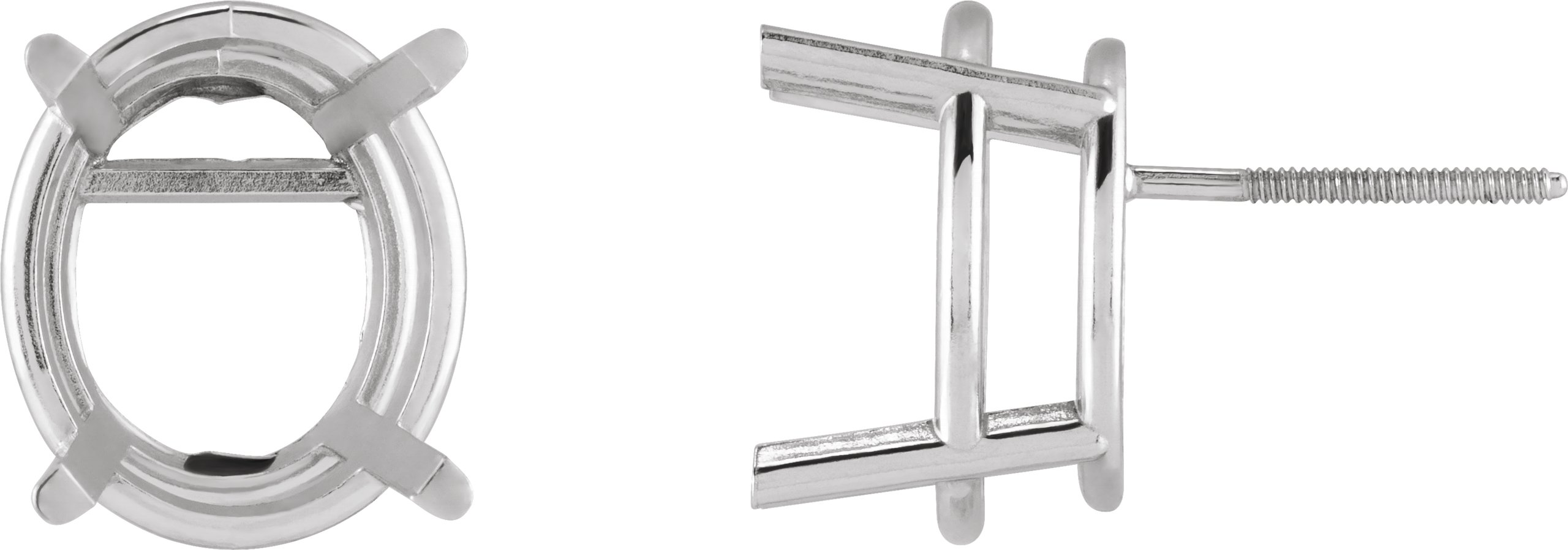 Oval 4-Prong Stud Earrings