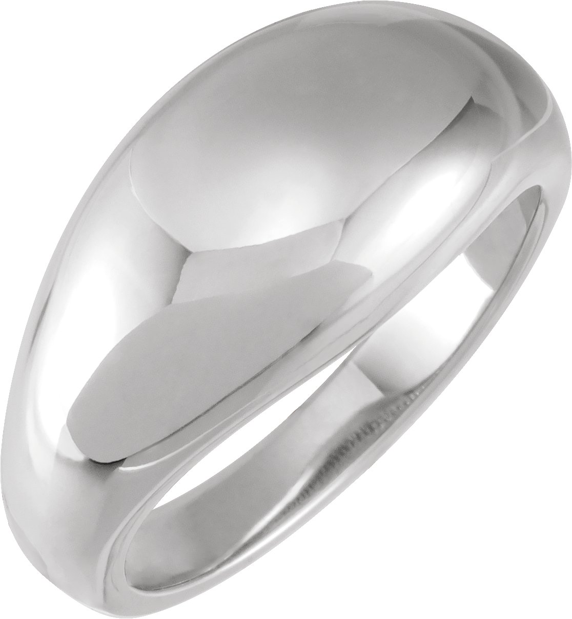 14K White 10 mm Dome Ring