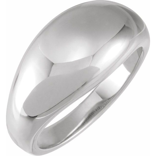 14K White 10 mm Dome Ring