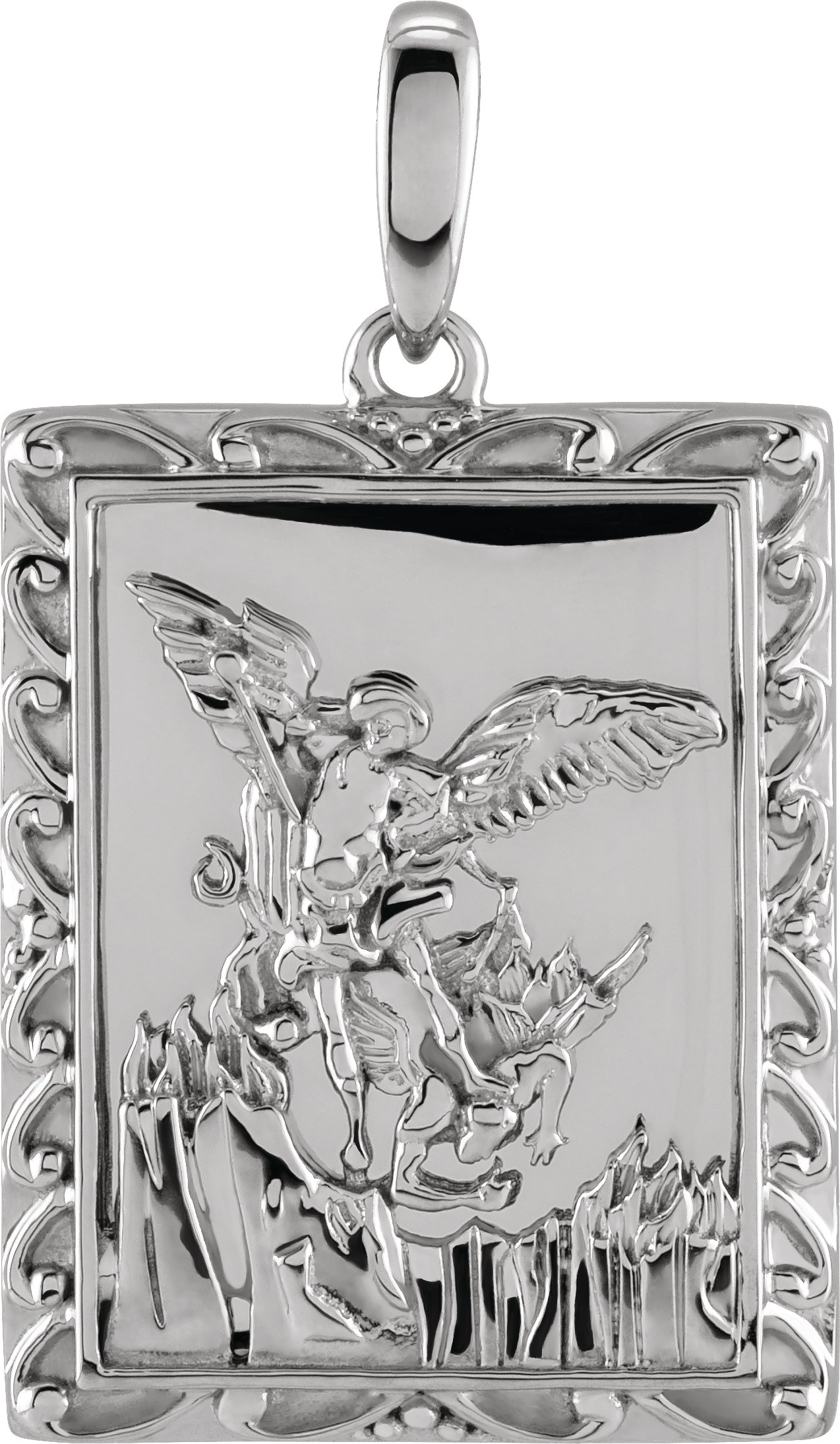 Sterling Silver 19.8x15.9 mm St. Michael Medal