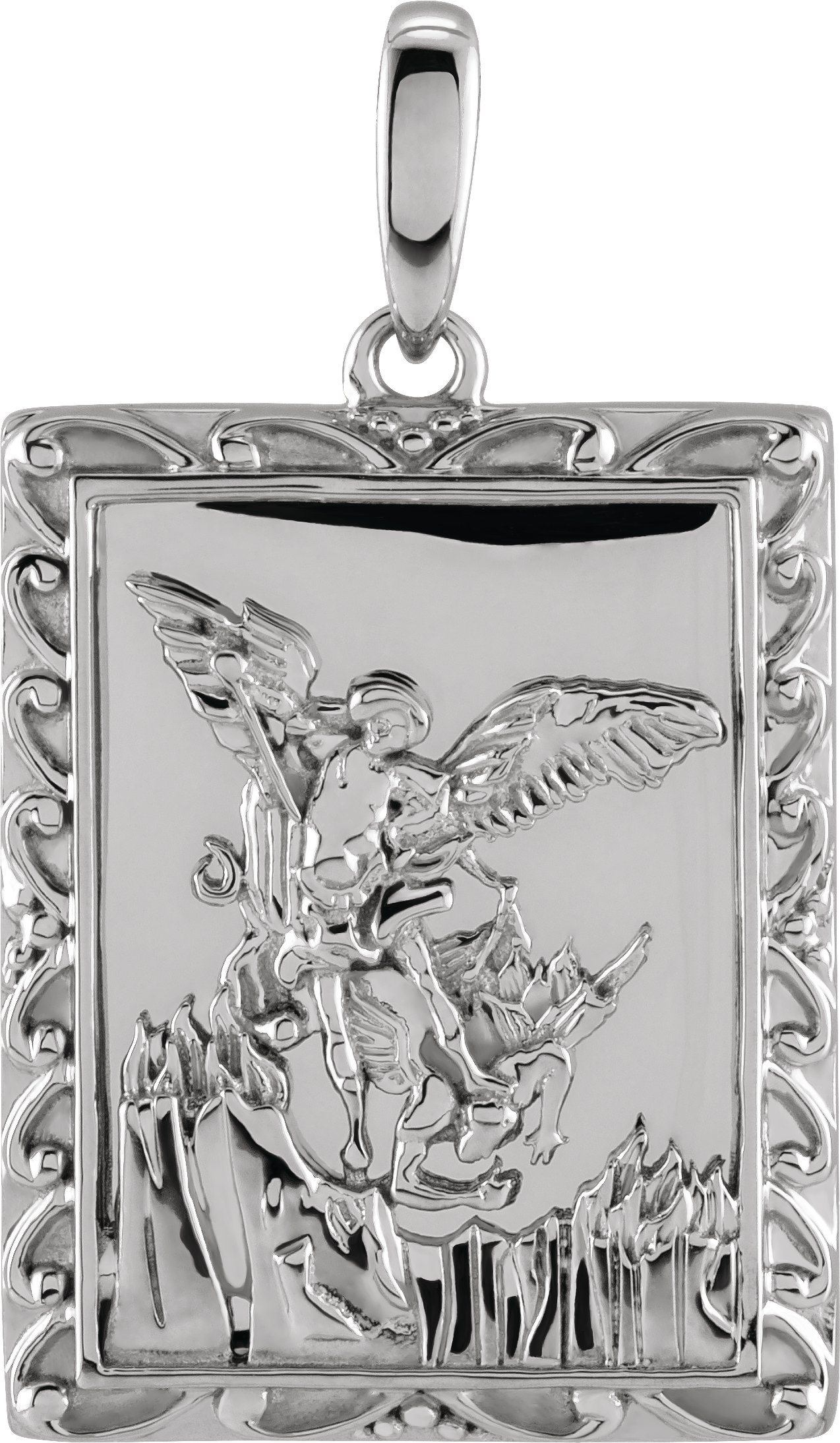 14K White 19.8x15.9 mm St. Michael Medal