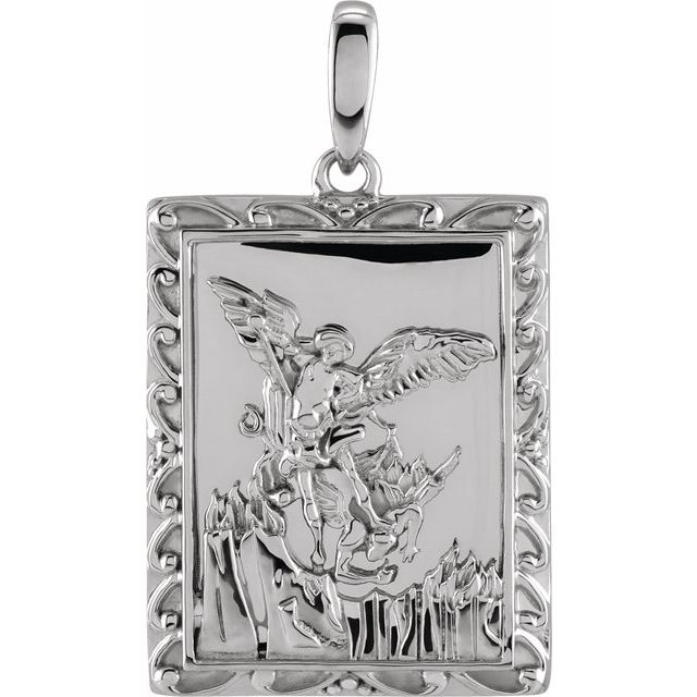 Sterling Silver 19.8x15.9 mm St. Michael Medal