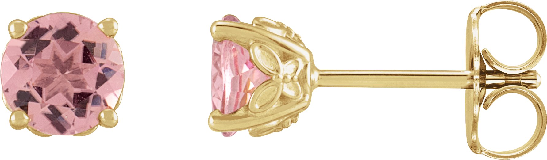 14K Yellow 5 mm Natural Pink Tourmaline Earrings